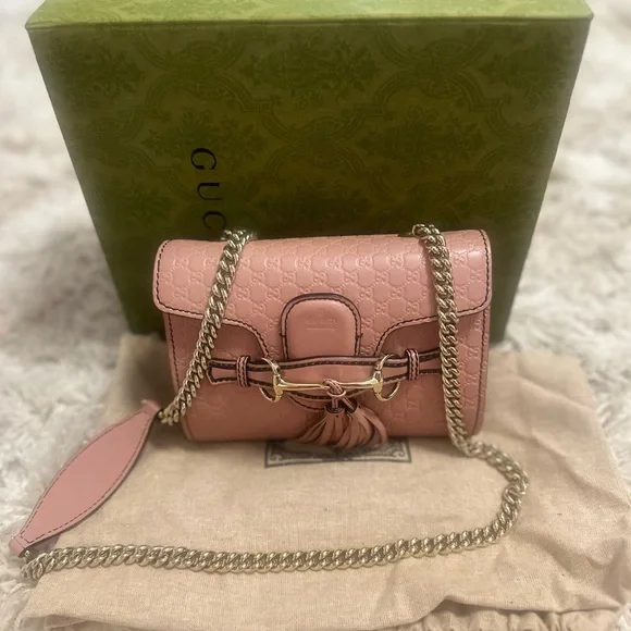 Gucci Emily Guccissima Pink Small Crossbody Bag Horse-bit embellishment - Picture 5 of 15